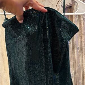 Express Strapless Sequin Dress in Deep Green